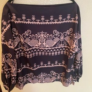 OFF THE SHOULDER or not PEASANT BLOUSE, XL, BLACK N CREAM